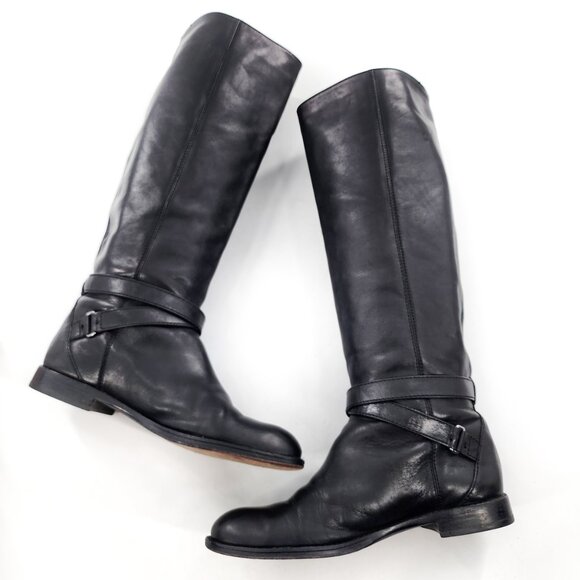 COACH 5 Silver Turnlock Christine Leather Riding Boots Tall Knee-High - Picture 7 of 9